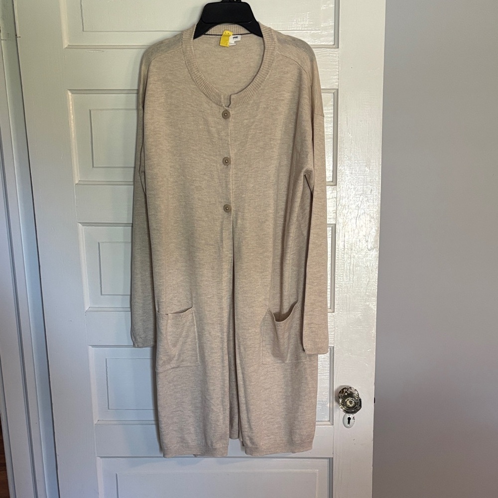 J. Jill Cream Wool Blend Sweater Cardigan with Button Details